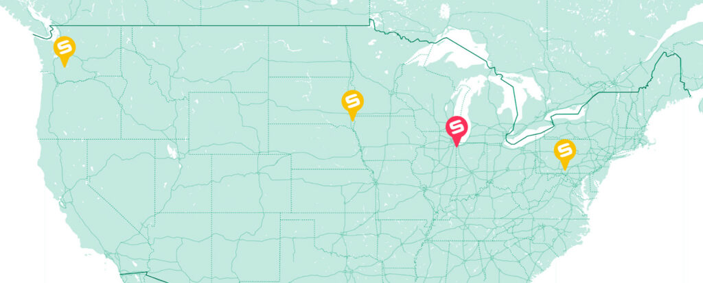 usa carte focus sur l'emplacement des site SERTA